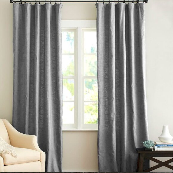 Practically Brand New West Elm Linen Curtains-w/ Blackout lining Grey- Set of 2